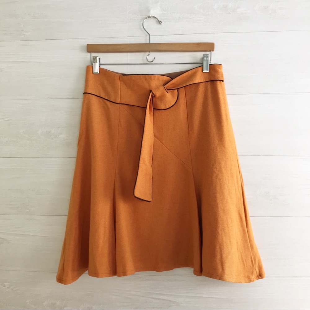 {Shin Choi} Orange wool pieced, pleated skirt, 12